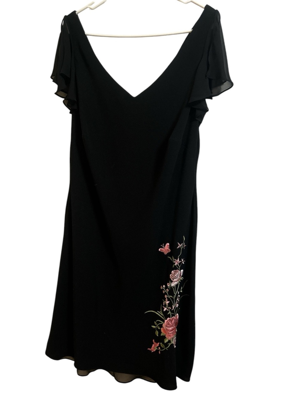 Women’s Black Embroidered Butterfly & Floral Dress Size 20W Fairycore Whimsygoth - Picture 3 of 7